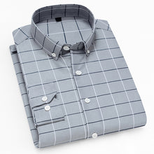Men's Long Sleeve Oxford Style Checkered Dress Shirt