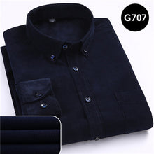 Men's Plus Size Long Sleeve Buttoned Collar Corduroy Shirt