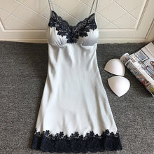 Women's Soft Silky V Neck Lace Edge Night Gown