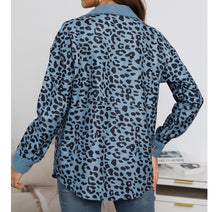 Women's Stylish Button Down Leopard Print Corduroy Shacket