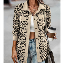 Women's Stylish Button Down Leopard Print Corduroy Shacket