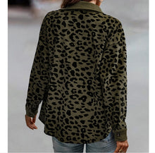 Women's Stylish Button Down Leopard Print Corduroy Shacket