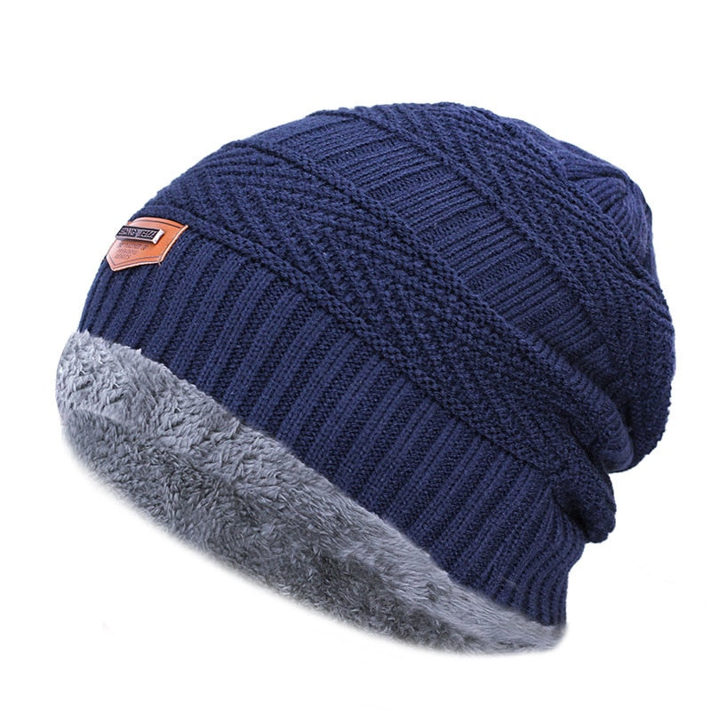 Detroit Men's Blended Stripe Winter Knit Pom Beanie Hat (Light Blue/Gray)  at  Men's Clothing store