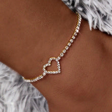 Women's Sparkling Rhinestone Heart Anklet