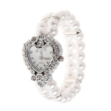 Women's Elegant Pearl And Rhinestone Wristwatch
