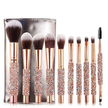 10 Piece Sparkling Makeup Brush Set With Bag - Classy Stores Online