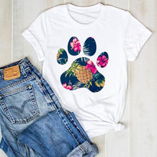 Women's Puppy Dog Paw Print Graphic Tee Shirt - Classy Stores Online