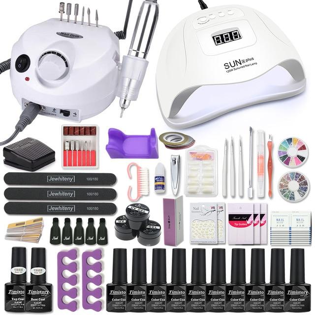 Acrylic Nail Kit 10 Gel Polish Nail Drill Drying Lamp Art Tool - Classy Stores Online