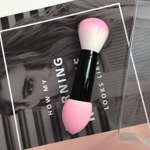 Professional Dual Head Nylon Blush Brush And Sponge - Classy Stores Online