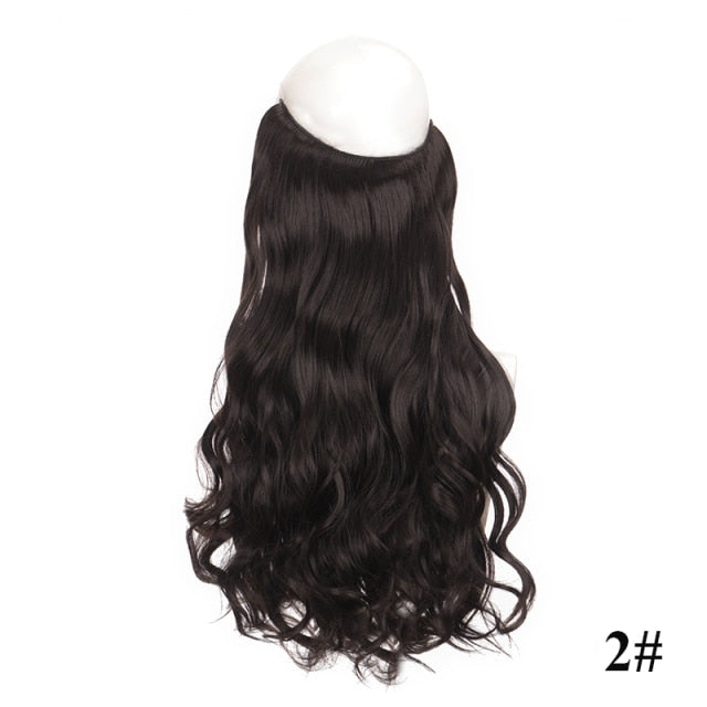 Long Wavy 24 Inch Synthetic Hair Extension Halo Hairpiece