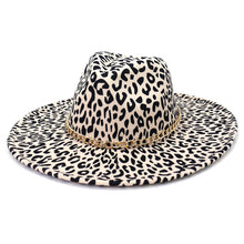 Women's Wide Brim Leopard Print Fedora Hat