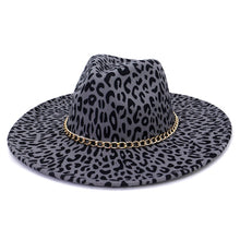 Women's Wide Brim Leopard Print Fedora Hat