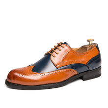 Men's Two Tone Genuine Leather Oxford Brogue Dress Shoes