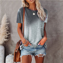 Women's Short Sleeve Two Tone Summer T Shirt With Pocket