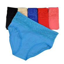 Ladies Plus Size 6 piece High Waist Lace Cotton Briefs