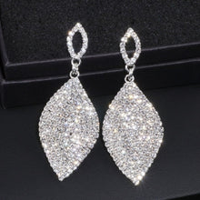 Ladies Large Classic Tear Drop Rhinestone Crystal Earrings