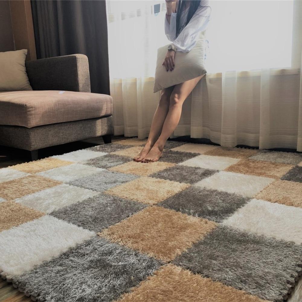 2 Pack DIY Soft Plush No Slip Interlocking Shag Carpet Squares, image size:1000x1000