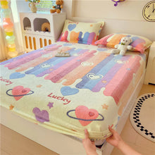 Kids Soft Flannel Rainbow Fitted Bed Sheet