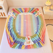 Kids Soft Flannel Rainbow Fitted Bed Sheet