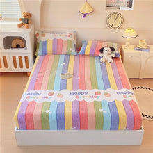 Kids Soft Flannel Rainbow Fitted Bed Sheet