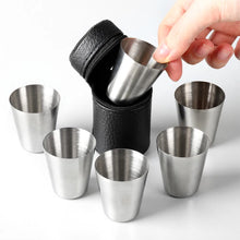 4/6Pcs 70ml Stainless Steel Cups Water Mug With Case Bag Outdoor Travel Camping Picnic Drinkware Set For Whisky Wine Portable