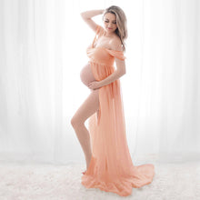 Women's Off Shoulder Chiffon Maternity Portrait Dress