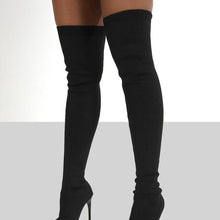 Women's Lightweight Above Knee High Heel Sock Boots