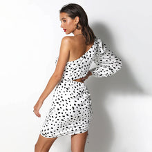 Women's One Shoulder Leopard Crop Top Ruched Skirt Set