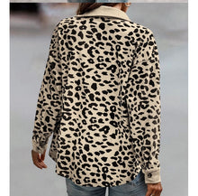 Women's Stylish Button Down Leopard Print Corduroy Shacket
