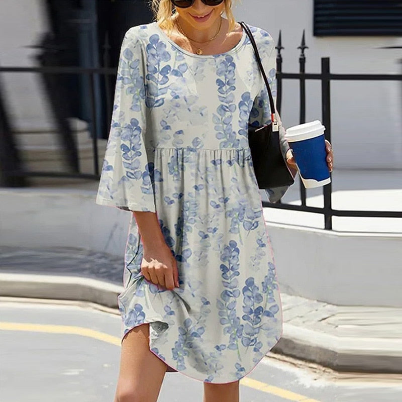 Women's Loose Fitting Floral Boho Spring Summer Dress Women's Loose Fitting Floral Boho Spring Summer Dress
