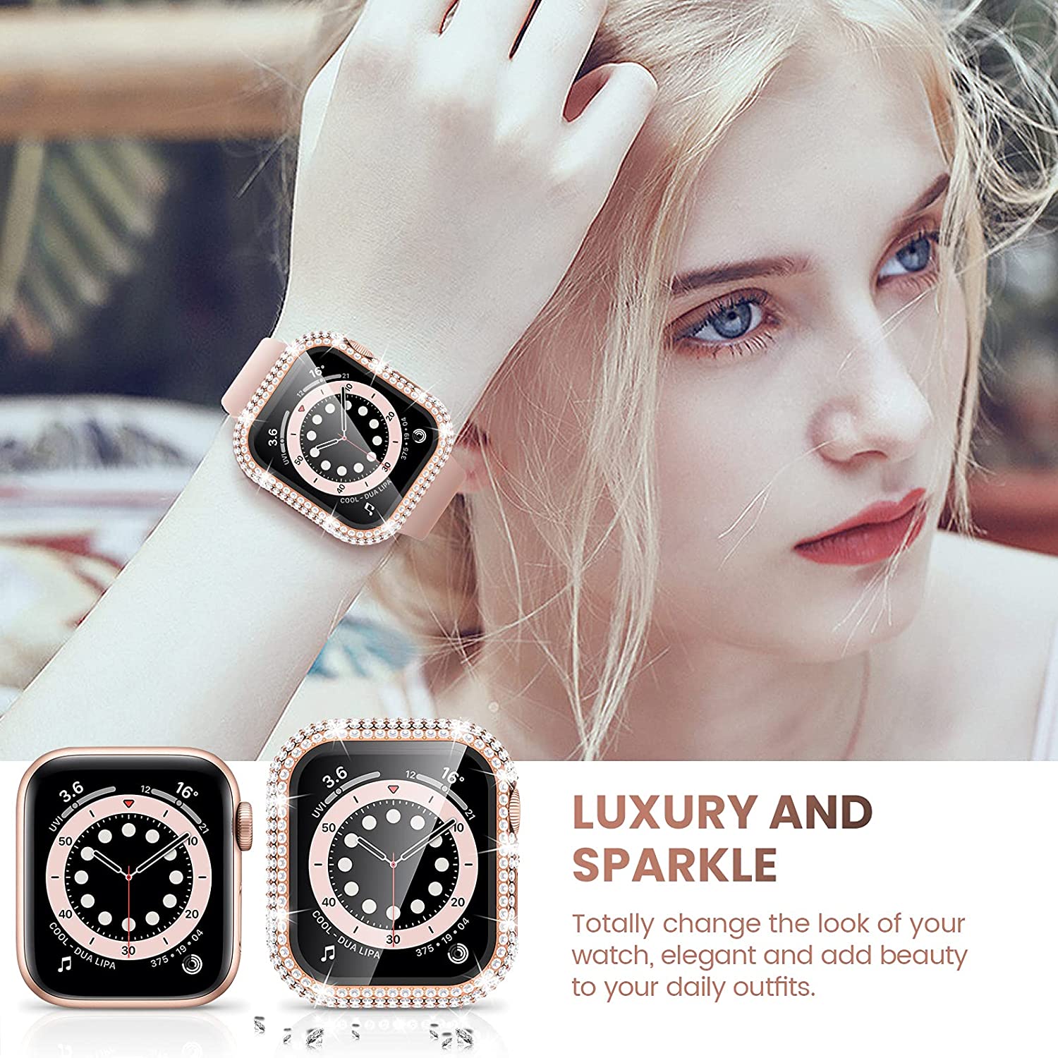 Apple Rhinestone Sparkly Rhinestone Apple Watch Bling Bumper Case
