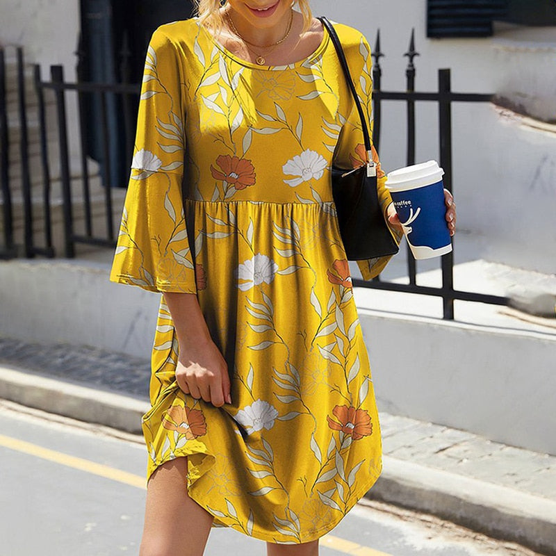 Women's Loose Fitting Floral Boho Spring Summer Dress