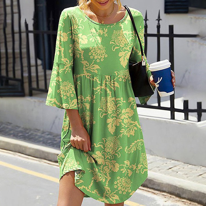 Women's Loose Fitting Floral Boho Spring Summer Dress