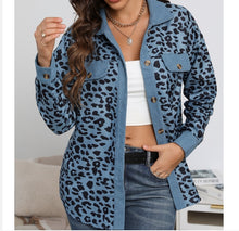Women's Stylish Button Down Leopard Print Corduroy Shacket