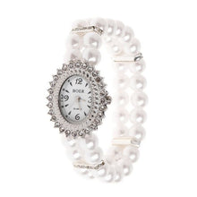 Women's Elegant Pearl And Rhinestone Wristwatch