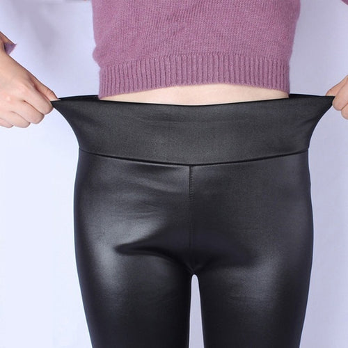 Women's Plus Size High Waist Faux Leather Pencil Pants