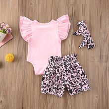 Infant Baby Girls Pink Leopard Summer Shorts Set