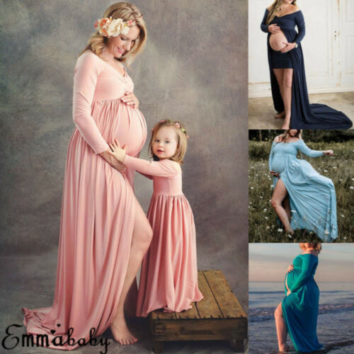 Mother Daughter Matching Maternity Portrait Dresses