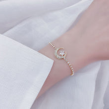Elegant Gold Filled Adjustable Moon Star Zirconia Bracelet