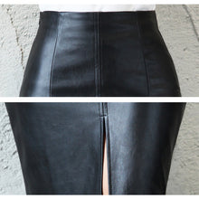 Women's Black PU Leather Bodycon Pencil Skirt