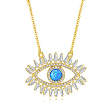 Popular Sterling Silver CZ Crystal Turkish Eye Necklace