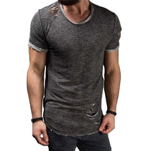 Men's Hot Trendy Round Neck Ripped T Shirt