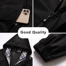 Men's Hooded Windbreaker Jacket Plaid Lining