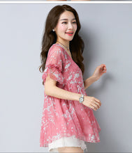Women's Plus Size Short Sleeve Floral Print Kimono Blouse