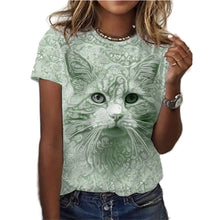 Women's  Short Sleeve Summer Casual 3D Cat Print T Shirt