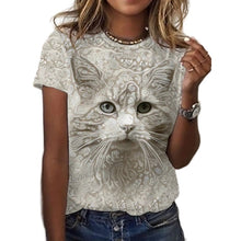 Women's  Short Sleeve Summer Casual 3D Cat Print T Shirt