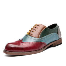 Men's Two Tone Genuine Leather Oxford Brogue Dress Shoes