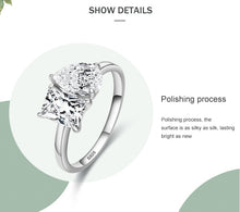 Popular Sterling Silver Dazzling CZ Square Pear Drop Ring
