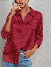 Women's Elegant Long Sleeve Leopard Print Blouse