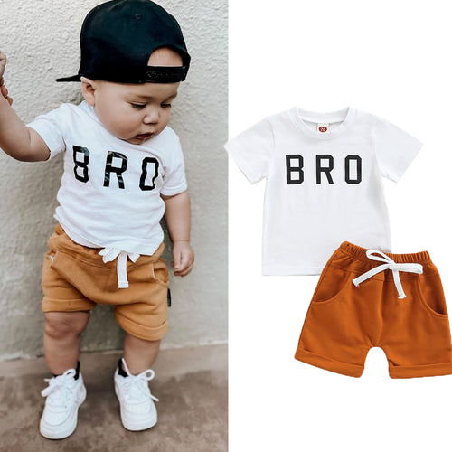 2 Piece Newborn Infant Toddler Boys BRO Shorts Set